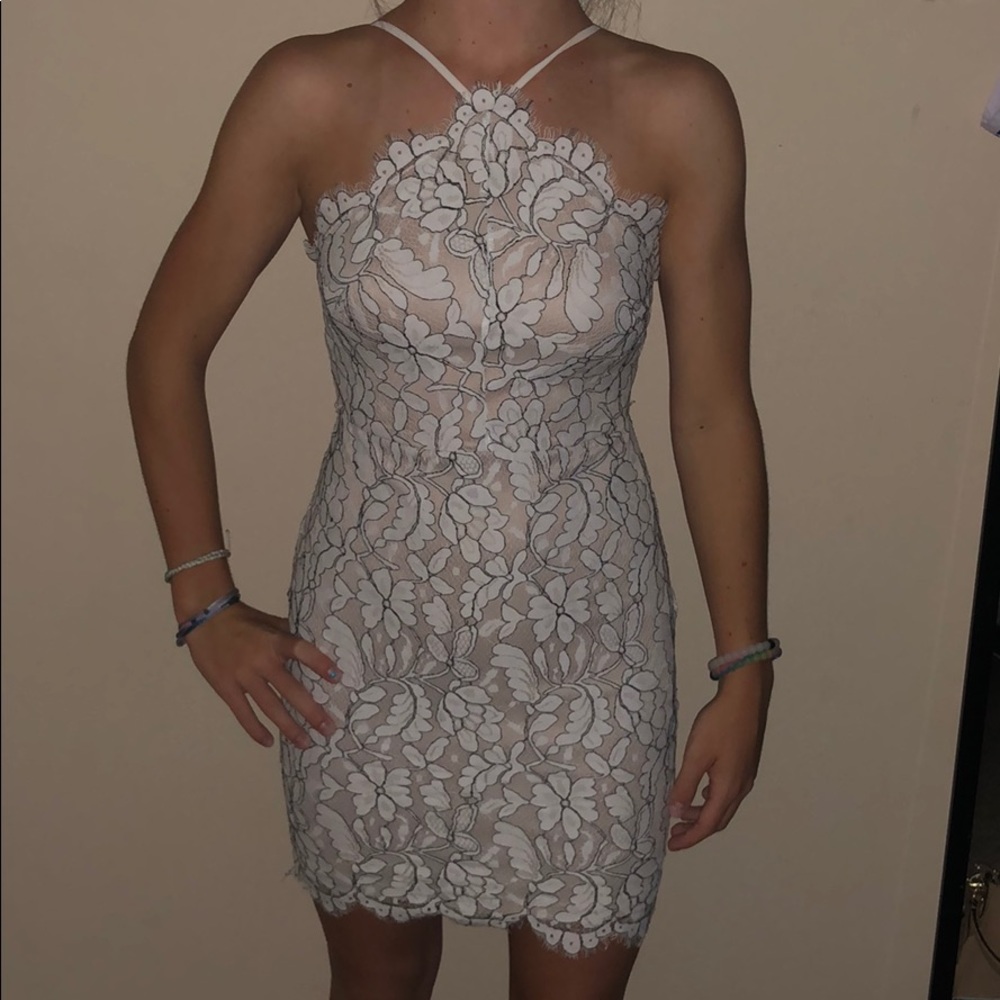 White and tan floral lulus dress